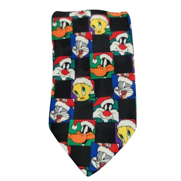Vintage 90's Looney Tunes Mania Christmas Holiday Classic Necktie OS - Picture 2 of 4
